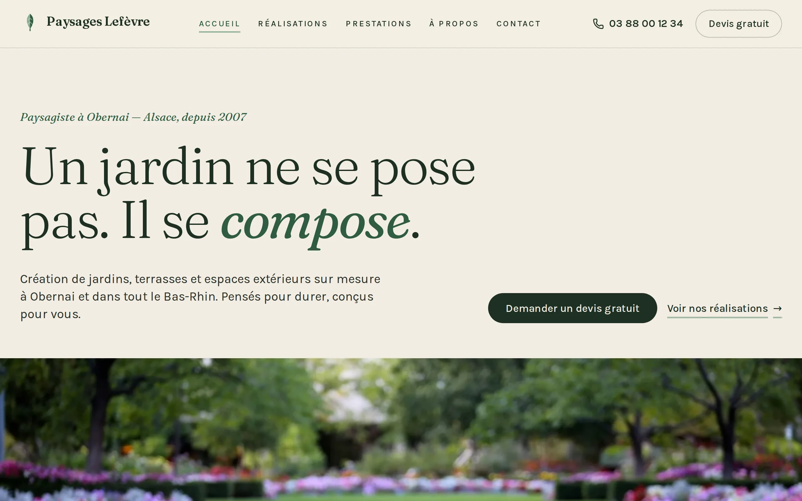 Aperçu du site de démonstration Paysages Lefèvre