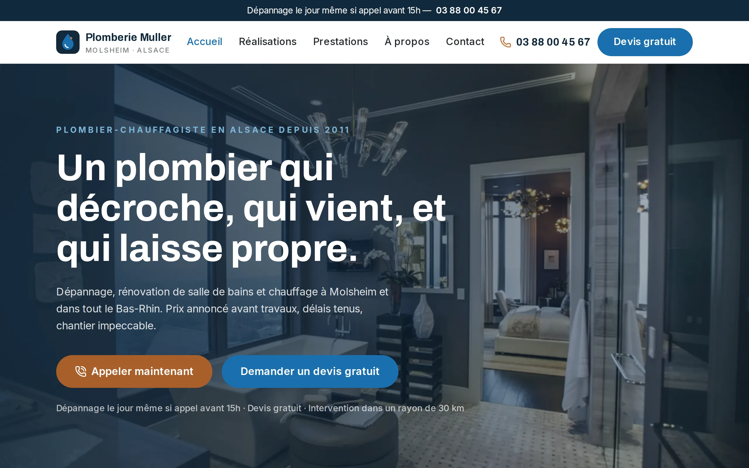 Aperçu du site de démonstration Plomberie Muller